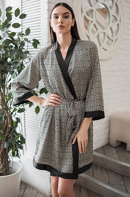 Шёлковый халат кимоно с широким рукавом 4083 Жадор Mia-Amore