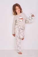Новогодняя пижама для девочки хлопковая с начесом со штанами ANIELA Taro