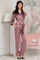 Шёлковая пижама женская жакет с брюками Оливия 3646 роза Mia-Amore