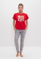 Пижама женская футболка с брюками Cleo 1123 красный