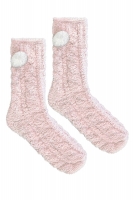 Носки женские плюшевые тёплые с помпонами COOZY L55 розовый Marilyn
