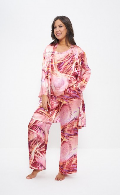 Пижама-тройка женская топ брюки жакет 1172 Cleo розовый