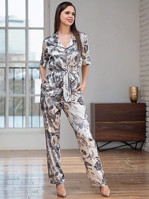 Шёлковая пижама жакет на пуговицах с брюками Лэтуаль LETUAL 3436/м Mia-Amore