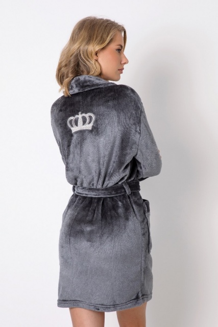 Уютный женский халат из блестящей ткани EVE DARK GREY Aruelle