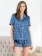 Пижама атласная рубашка с шортами JULIA 7072 Mia-Amore синий космос