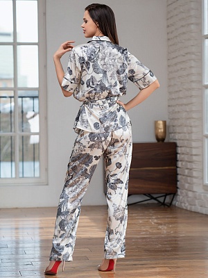 Шёлковая пижама жакет на пуговицах с брюками Лэтуаль LETUAL 3436/м Mia-Amore