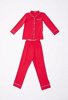 Пижама для девочки хлопок рубашка со штанами красный 2032 Cleo