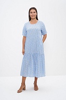 Платье женское длинное летнее из штапеля 1231 голубой/мол Cleo