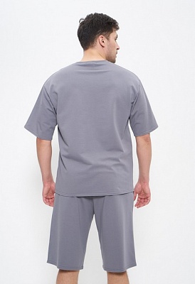 Спортивный костюм мужской футболка с шортами 1500 Cleo т/серый