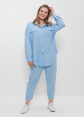 Костюм женский рубашка с брюками 1175 Cleo голубой