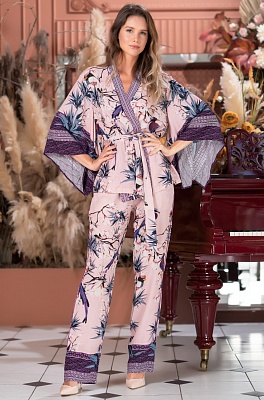Пижама женская жакет топ брюки из вискозы Киото KIOTO 1666 Mia-Amore