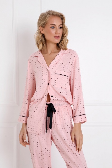Розовая пижама жакет из вискозы с брюками CHARLOTTE Aruelle