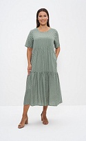 Платье женское длинное летнее из штапеля 1231 олив/горошек Cleo