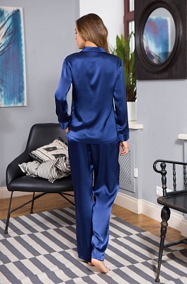 Шёлковая пижама женская жакет и брюки Mia-Mia Kristy Кристи 15116 синий