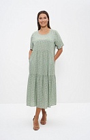 Платье женское длинное летнее из штапеля 1231 зелёный/мол Cleo