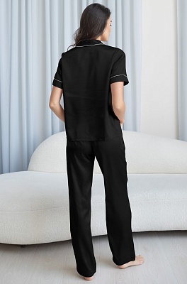 Пижама чёрная брюки и рубашка с коротким рукавом Джулия 8734 Mia-Amore