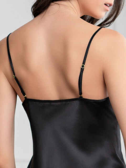 Шёлковая пижама женская топ с шортами чёрная AMANDA Аманда 3632 Mia-Amore