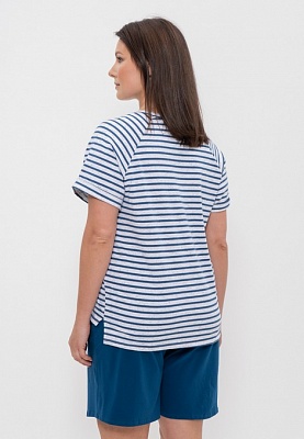 Костюм женский футболка с шортами 1152 Cleo синяя полоска