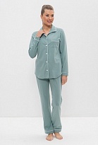 Хлопковая пижама женская рубашка с брюками 1127 оливковый CLEO