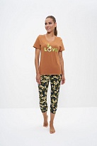 Пижама женская футболка с бриджами хлопок 1161 авокадо Cleo