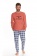 Стильная оранжевая мужская пижама лонгслив со штанами Matt 2631 Taro