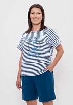 Костюм женский футболка с шортами 1152 Cleo синяя полоска