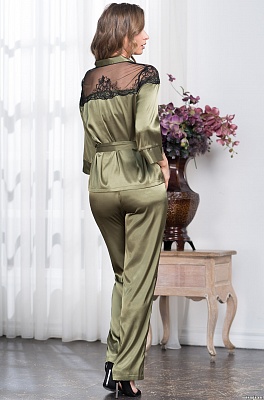 Шёлковая пижама женская жакет с брюками  Оливия 3646  Mia-Amore