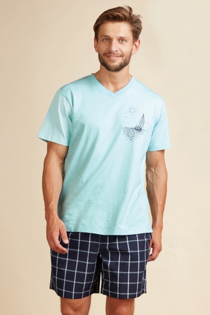 Пижама мужская из хлопка футболка с шортами MNS 218 KEY