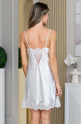 Шёлковая ночная сорочка без подреза белая Аурелия 3891 Mia-Amore