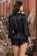 Шёлковая пижама-тройка жакет шорты бралетт чёрная FRIDA 3796 Mia-Amore