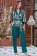 Шёлковая пижама женская тройка из топа, брюк и жакета Эмеральд 3786 Mia-Amore