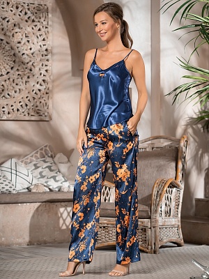 Шёлковая пижама-тройка запашного жакет топ брюки Кьяра QIARA 3826 Mia-Amore