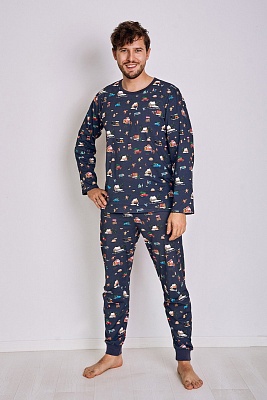 Пижама новогодняя мужская лонгслив со штанами 2840 MIKOLAJ Taro