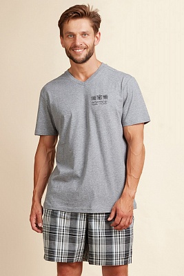 Пижама мужская из хлопка футболка с шортами MNS 401 KEY