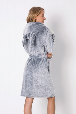 Мягкий женский халат с капюшоном с заячьими ушками Зайка BUFFY Aruelle