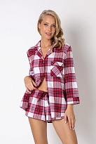 Пижама женская рубашка с шортами из фланелевого хлопка NELLY  Aruelle