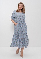 Платье женское длинное летнее из штапеля 1231 голубой/розовый Cleo