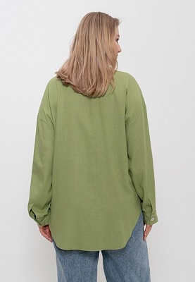 Рубашка женская из льняной ткани 1406 Cleo т/оливковый