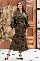 Длинный шёлковый халат-кимоно с широким рукавом Электра 4019 Mia-Amore